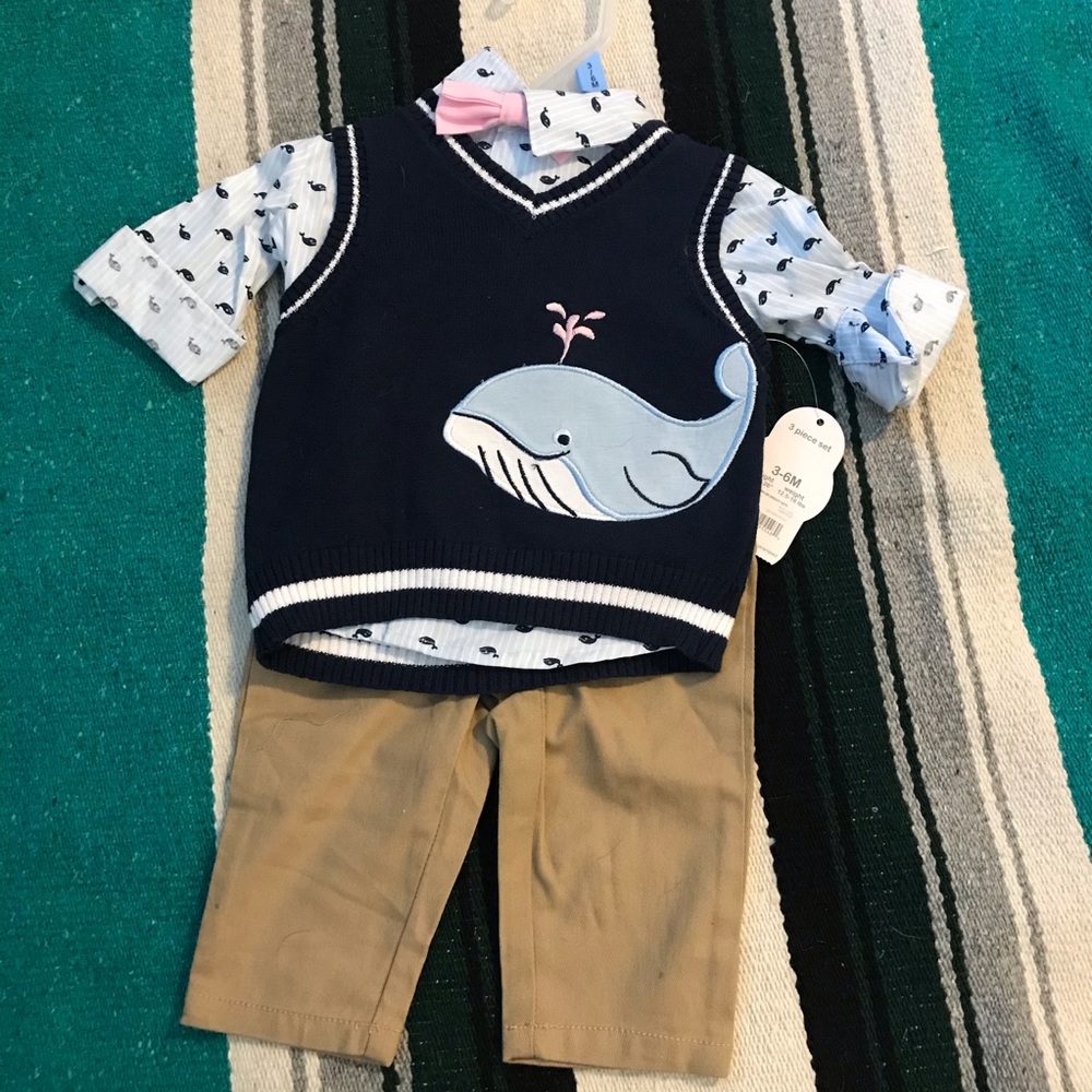 Whale dressed baby clothing outfit